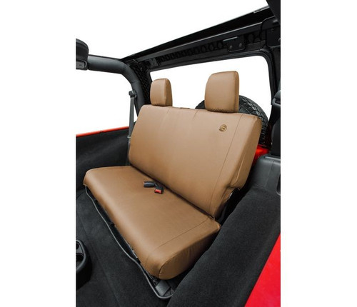 Bestop 29282-04 - Jeep Wrangler Seat Covers For Jeep 2007-2018 Wrangler JK 2 Door Rear Premium Vinyl Fabric Tan