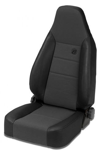 Bestop 39438-15 - Jeep Bucket Seats Trailmax II Sport Front High Back Bucket Seat For Jeep 1976-1986 CJ7 Center Fabric Insert Black Denim