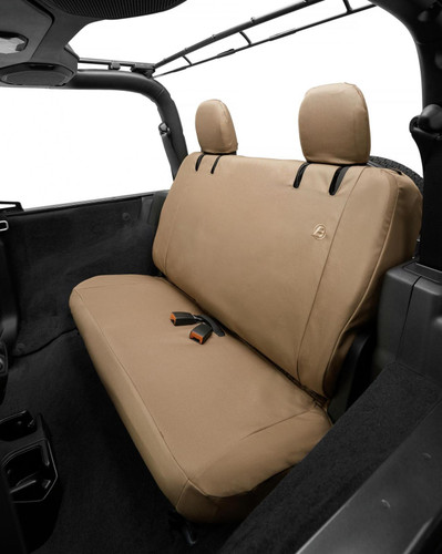 Bestop 29292-04 - Jeep Wrangler Seat Covers For Jeep 2018-2023 Wrangler JL 2 Door Rear Premium Vinyl Fabric Tan