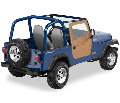 Bestop 51783-37 - Jeep Doors Full 2-Piece Fabric Doors For Jeep 1980-1986 CJ7 Clear Vinyl Spice Fabric Pair