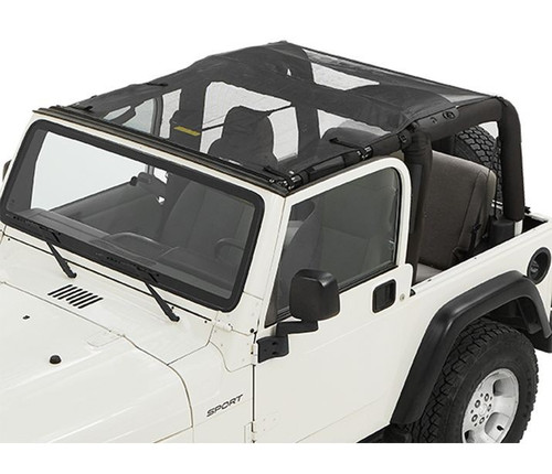 Bestop 52404-11 - Jeep Wrangler Bikini Top Sun Extended Safari Style Bikini Top For Jeep 1997-2006 Wrangler TJ Mesh