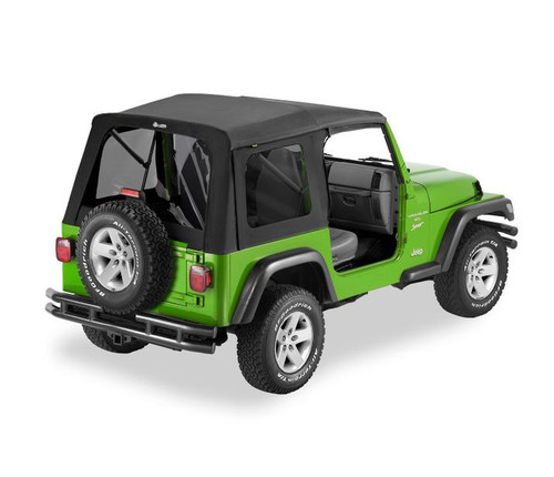 Bestop 54709-15 - Jeep Wrangler Soft Top Supertop Classic Squareback Soft Tops For Jeep 1997-2006 Wrangler TJ Tinted Black Denim