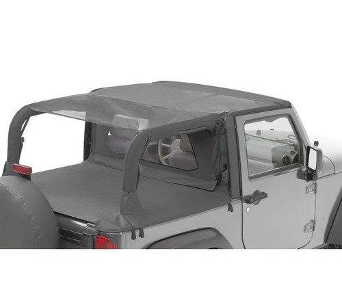 Bestop 52593-11 - Jeep Wrangler Bikini Top Header Safari Cable Style Bikini Tops For Jeep 2010-2018 Wrangler JK 2 Door Mesh