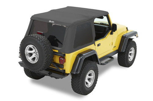 Bestop 52820-15 - Replace-A-Top for Trektop Hardware For Jeep 1997-2006 Wrangler TJ Tinted Black Denim Fabric