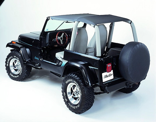 Bestop 52529-09 - Jeep Wrangler Bikini Top Strapless Extended Safari Style Bikini Top For Jeep 1992-1995 Wrangler YJ Charcoal/Gray