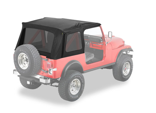 Bestop 54599-15 - Jeep CJ7 Soft Top Supertop Classic Squareback Soft Tops For Jeep 1976-1986 CJ7 Tinted Black Denim
