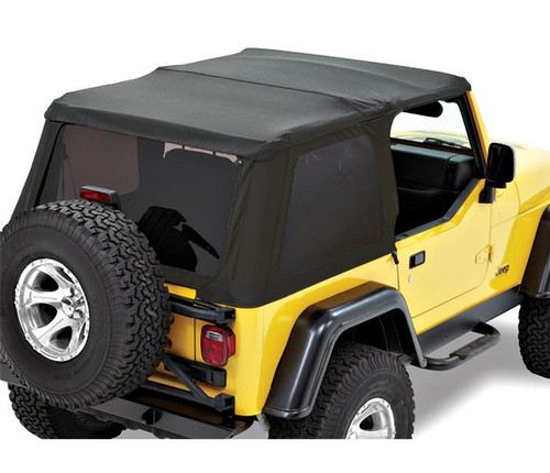 Bestop 56920-17 - Trektop Slantback Soft Top For Jeep 1997-2006 Wrangler TJ Black Premium Twill