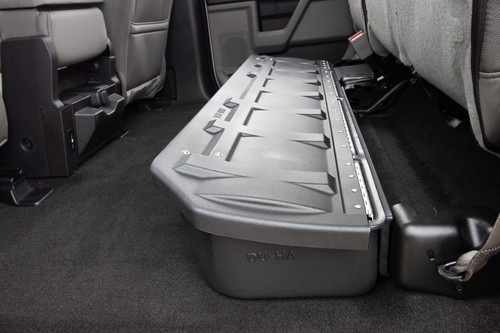 DU-HA 20116 - DÜHA Lockable Under Seat Storage fits 2015-2025 Ford F150 Super Crew Cab & 2017-2025 F250 F350 F450 F550 Super Duty Crew Cab -- Black Heavy-Duty Back Seat Lockbox, Includes 2 Keys 