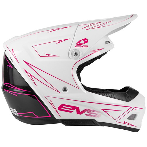 EVS HE21T3P50-PK-S - T3 Pinner Helmet 50-50 White/Pink/Black Youth - Small