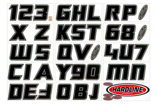 Hardline BLACK900 - Boat Lettering Registration Installation Kit 3 in. - 900 Black