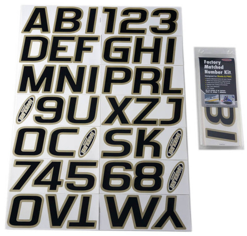Hardline BLKBE700 - Boat Lettering Registration Kit 3 in. - 700 Black/Beige