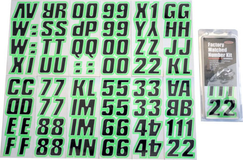Hardline BLKKI500 - Snowmobile Lettering Registration Kit 2 in. - 500 Black/Kiwi Green