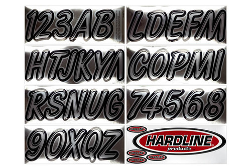 Hardline CHBKG400 - Boat Lettering Registration Kit 3 in. - 400 Chrome/Black