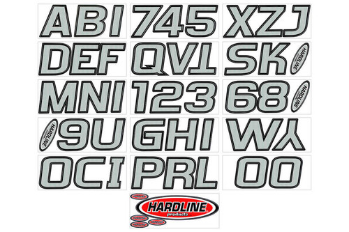 Hardline SIBLK700 - Boat Lettering Registration Kit 3 in. - 700 Silver/Black