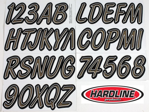 Hardline TIBKG400 - Boat Lettering Registration Kit 3 in. - 400 Titan Grey/Black
