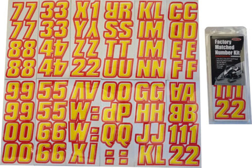 Hardline YERED500 - Snowmobile Lettering Registration Kit 2 in. - 500 Yellow/Red