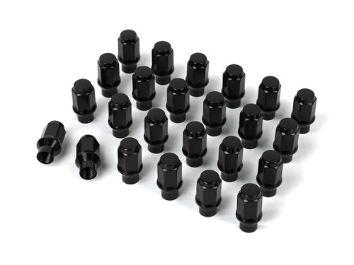 Icon 89141524B-ET - Alloys Lug Nut Kit Black - 14x1.5 - 24 Lug Nuts w/ Custom Shank