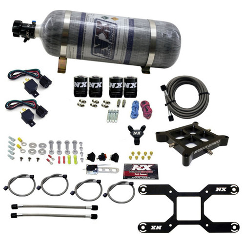 Nitrous Express 66442-12 - Dry Quad Stage Billet Crossbar Plate System 100-2000hp (4150Flange) w/12lb Bottle