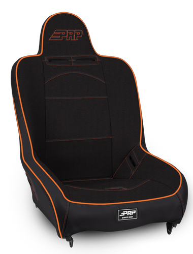 PRP Seats A100110-50-207 - Premier High Back Suspension Seat Black and Orange Tweed