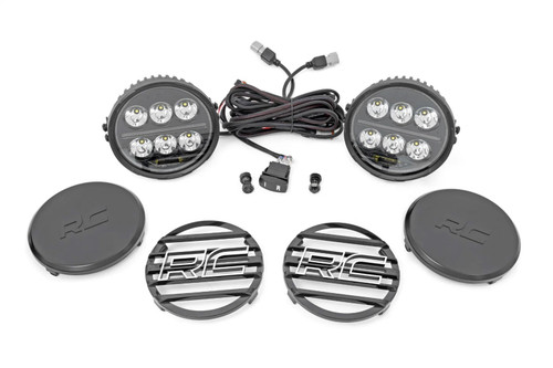 Rough Country 70805A - Black Series Halo LED Light Pair - White/Amber DRL - 6.5 Inch - Round