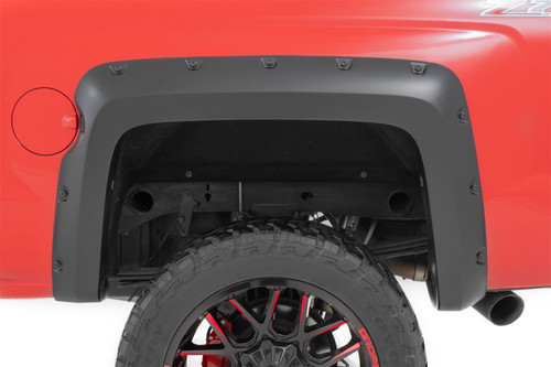 Rough Country F-C11412B-G7C - Pocket Fender Flares - 6'7 inch & 8' Bed - G7C Red Hot - Chevy Silverado 1500 (14-18)/2500HD
