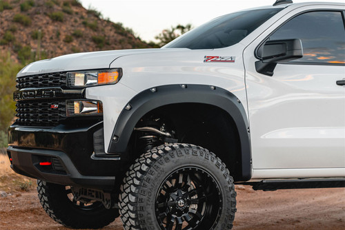 Rough Country F-C12211-G9K - Pocket Fender Flares - G9K Satin Steel - Chevy Silverado 1500 2WD/4WD (22-24)
