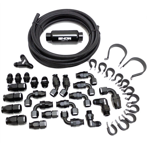 Snow Performance SNF-60801B - 8AN Braided Stainless Fuel Line Kit - Black Line