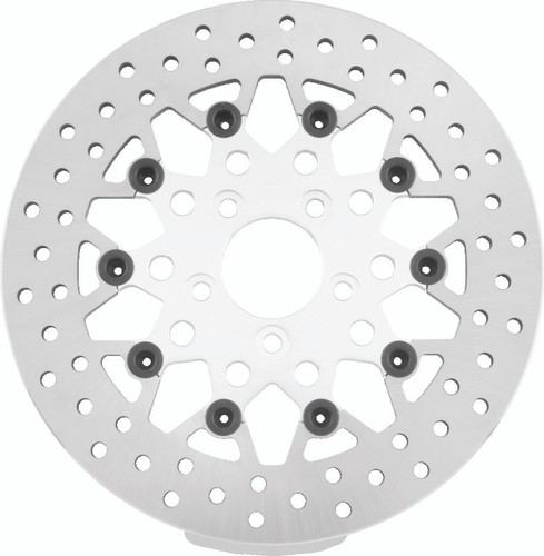 TwinPower 666828 - Twin Power 08-Up FLH FLT Rear 11.8in Floating Rotor Mesh Silver