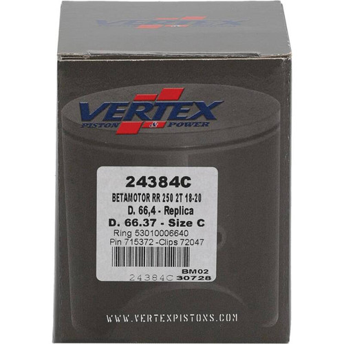 Vertex Pistons 24384C - Vertex Piston 18-24 Beta RR 2T 250 250cc Cast Replica Piston Kit Vertex Pistons 24384C - Vertex Piston 18-24 Beta RR 2T 250 250cc Cast Replica Piston Kit