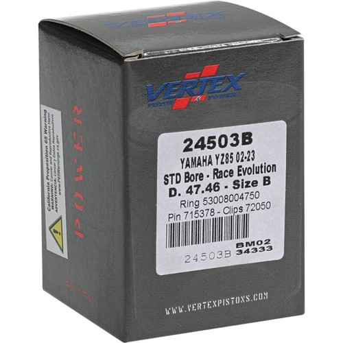 Vertex Pistons 24503B - Vertex Piston 02-24 Yamaha YZ 85 85cc Cast Race Evolution Piston Kit
