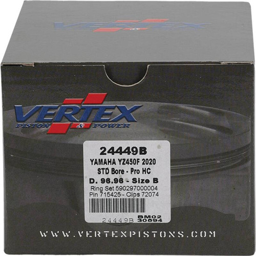 Vertex Pistons 24449B - Vertex Piston 21-23 Yamaha WR 450 F 450cc Forged High Compression Piston Kit 13.8:1 Comp Vertex Pistons 24449B - Vertex Piston 21-23 Yamaha WR 450 F 450cc Forged High Compression Piston Kit 13.8:1 Comp