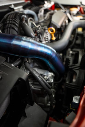 Torque Solution TS-SU-812BU - 2022+ Subaru WRX / 19-23 Subaru Ascent Titanium Top Mount Charge Pipe - Burnt Blue