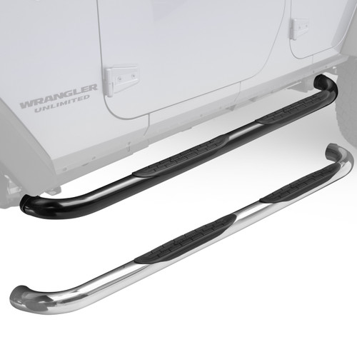 Big Country 374881 - Truck Accessories  - 3" Round Classic Side Bars With Mounting Bracket Kit - Black Powdercoat