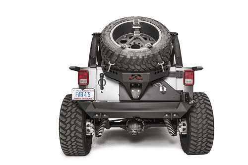 Fab Fours JK2070-1 - Spare Tire Carrier; 2 Stage Black Powder Coated; Slant Back Tire Carrier;