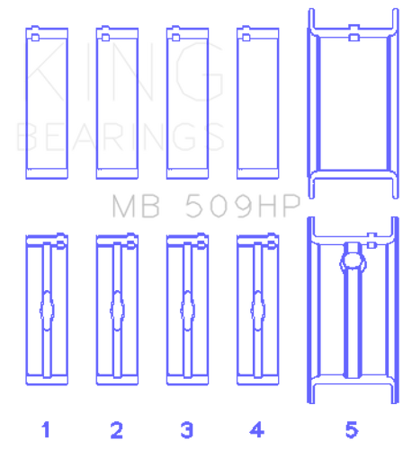 King Engine Bearings MB509HPSTDX - ChevrolET 400 V8 (Size STDX) Main Bearing Set