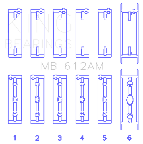 King Engine Bearings MB612AM0.25 - Volvo 520/B5252/B5254F/T/B5234F/T (Size +0.25mm) Main Bearing Set