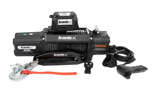Iconic Accessories 405-9505 - 9500LB Winch; Syn Rope; Series wound 5.5hp/4.1kw;12V DC; 3 stage planetary