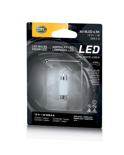 Hella 6418LED 6.5K - LED 6418 12V 1W SV8.5-8 6.5K 36 SING Bulb