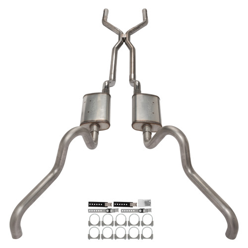 Pypes SFF40S - 1966-71 Ford Fairlane 2.5 Inch H-Pipe Crossmember Back Quarter Panel Exit Exhaust Street Pro Mufflers  Performance Exhaust