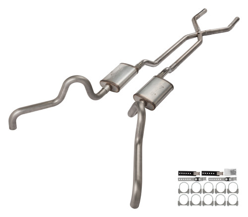 Pypes SFF10S - 1966-71 Ford Fairlane 2.5 Inch X-Pipe Crossmember Back Quarter Panel Exit Exhaust Street Pro Mufflers  Performance Exhaust