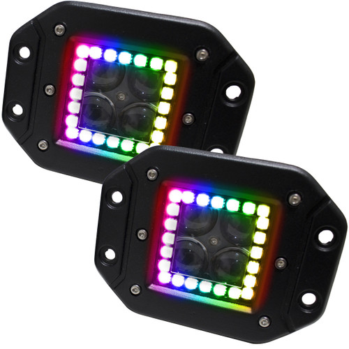 Race Sport RSRGB12B - 3x3 ColorADAPT 3x3 HALO Flush Mount Light Kit With RGB Multi-Color Functions Kit Comes With 2 flush mounts remote Switch and wire harness  Lighting Race Sport RSRGB12B - 3x3 ColorADAPT 3x3 HALO Flush Mount Light Kit With RGB Multi-Color Functions Kit Comes With 2 flush mounts remote Switch and wire harness  Lighting