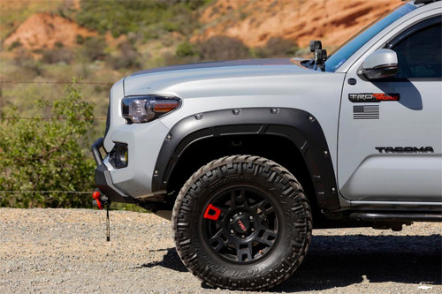 Rough Country A-T11621-4X0 - Fender Flares - Defender - 4X0 Inferno - Toyota Tacoma (16-23)