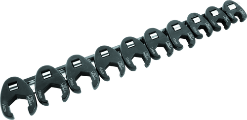 BikeMaster 151530 - 10-pc 3/8in Drive Metric Flare Crow Foot Wrench Set