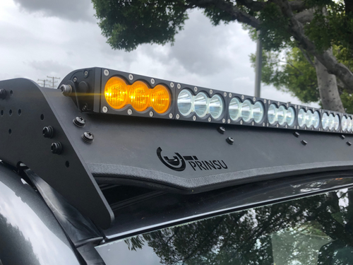 Cali Raised LED CR4124 - Cali Raised Dual Function Amber/White Led Light Bar Prinsu Mounting Bracket Kit - Wire Harness/SQ