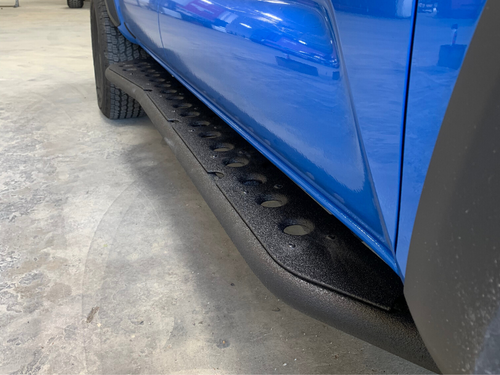 Cali Raised LED CR4091 - Step Edition Rock Slider For 24-Present Toyota Tacoma/Double Cab Long Bed W/ Kick Out/Yes (Raw Steel)/Raw Steel