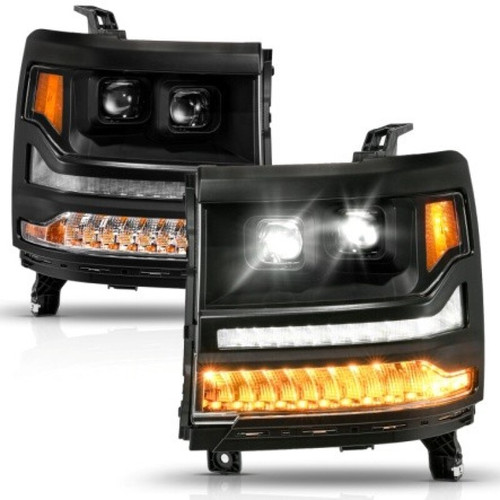 Anzo 111622A - 16-18 Chevy Silverado 1500 (Factory HID Models ONLY) Full LED Proj Headlights Black - Pair