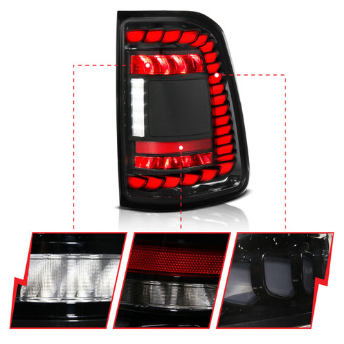 Anzo 311481A - 19-24 RAM 1500 (Factory LED Models ONLY) Full LED Tail Lights SeqSig Black - Pair