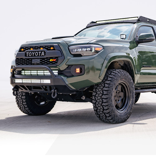 Cali Raised LED CR2945 - 16-Up Tacoma Stealth Bumper 32 Inch LED Bar Combo Beam Bumper Light Bar-Blue-Small 32 Inch Combo Beam with Relocation Mounts No Switch No Winch No D-Ring