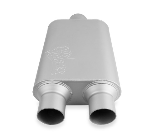 Flowmaster 430402-FM - FlowMonster Muffler; 2 Chamber; 3.00 in. Center Inlet/2.50 in. Dual Outlet; Case Dimensions 4 in. x 9.75 in. x 13 in.; 19 in. Overall Length; Aluminized Steel;