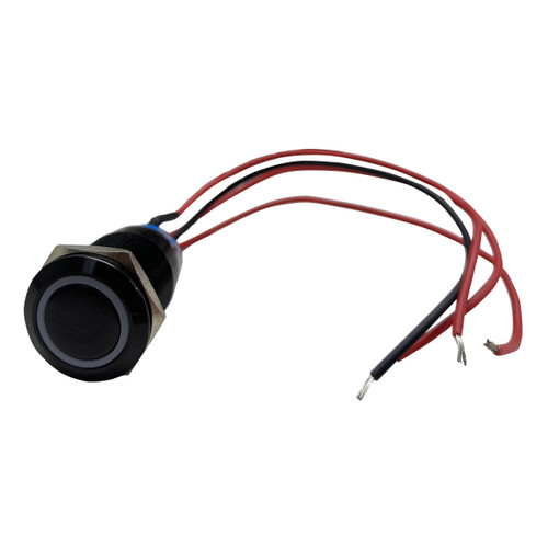 Race Sport RS-B19MM-LEDB - 19mm Black 2 Position On/Off Switch Blue Flush Mount 12V  Lighting